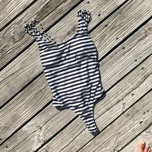 NEW Black and White Striped Swimsuit